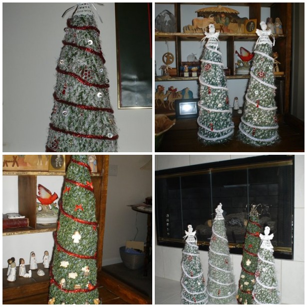 A Forest of Knit Christmas Trees
